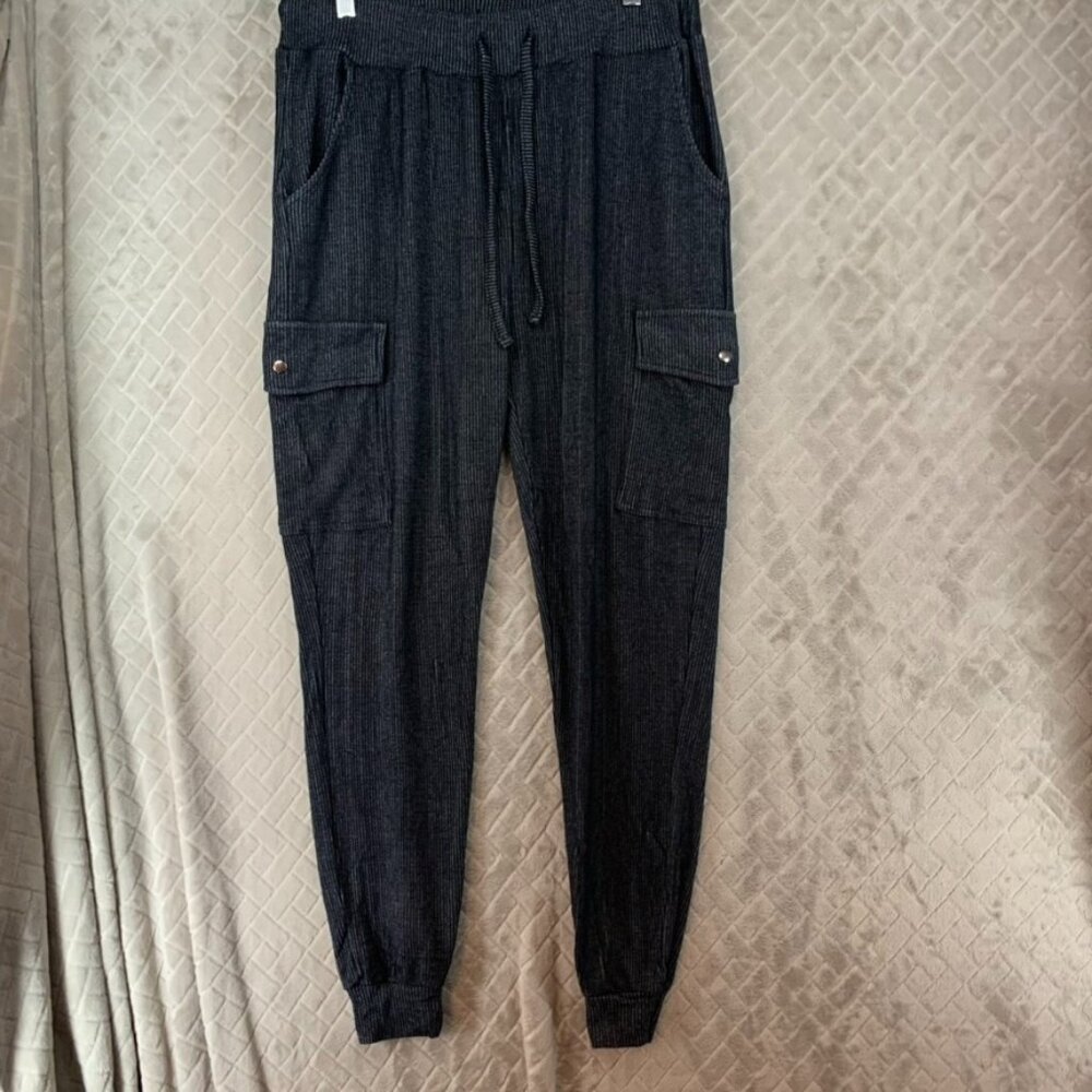Vintage Havana Pants Womens Large Gray Jogger Pull On Drawstring Cargo Pockets